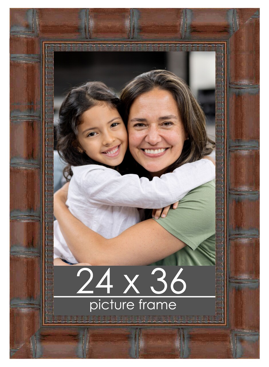 24x36 Wide Bamboo Picture Frame with UV-Resistant Acrylic & Acid Free Backing, Available in 4 Finishes - Brown, Black, Silver, and Natural